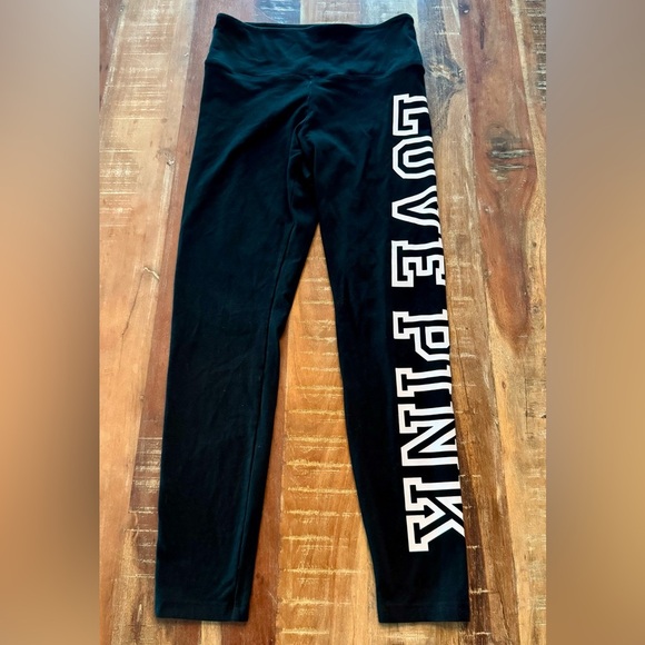 PINK Victoria's Secret Pants - PINK Victoria's Secret Women’s Black Leggings with Logo Cotton Large